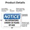 Signmission No Operators Under 18 Years Of Age OSHA Notice Sign, Plastic, 18in W x 12in L, 2PK OS-2PACK-NS-P-1218-L-16153 - alternate 5